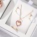 new multi-color love diamond jewelry bride necklace suit heart-shaped earrings necklace jewelry suit_ipsvogv.com