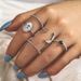 Moon, Stars, Black Rings, 5-piece Set Of Combination Rings For Women_ipsvogv.com