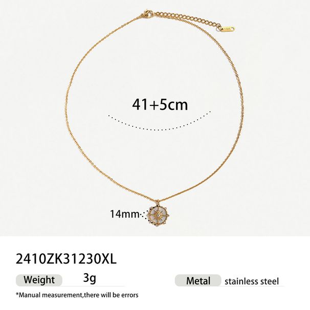 eight pointed star shell pendant necklace personality simple pendant jewelry female stainless steel_ipsvogv.com