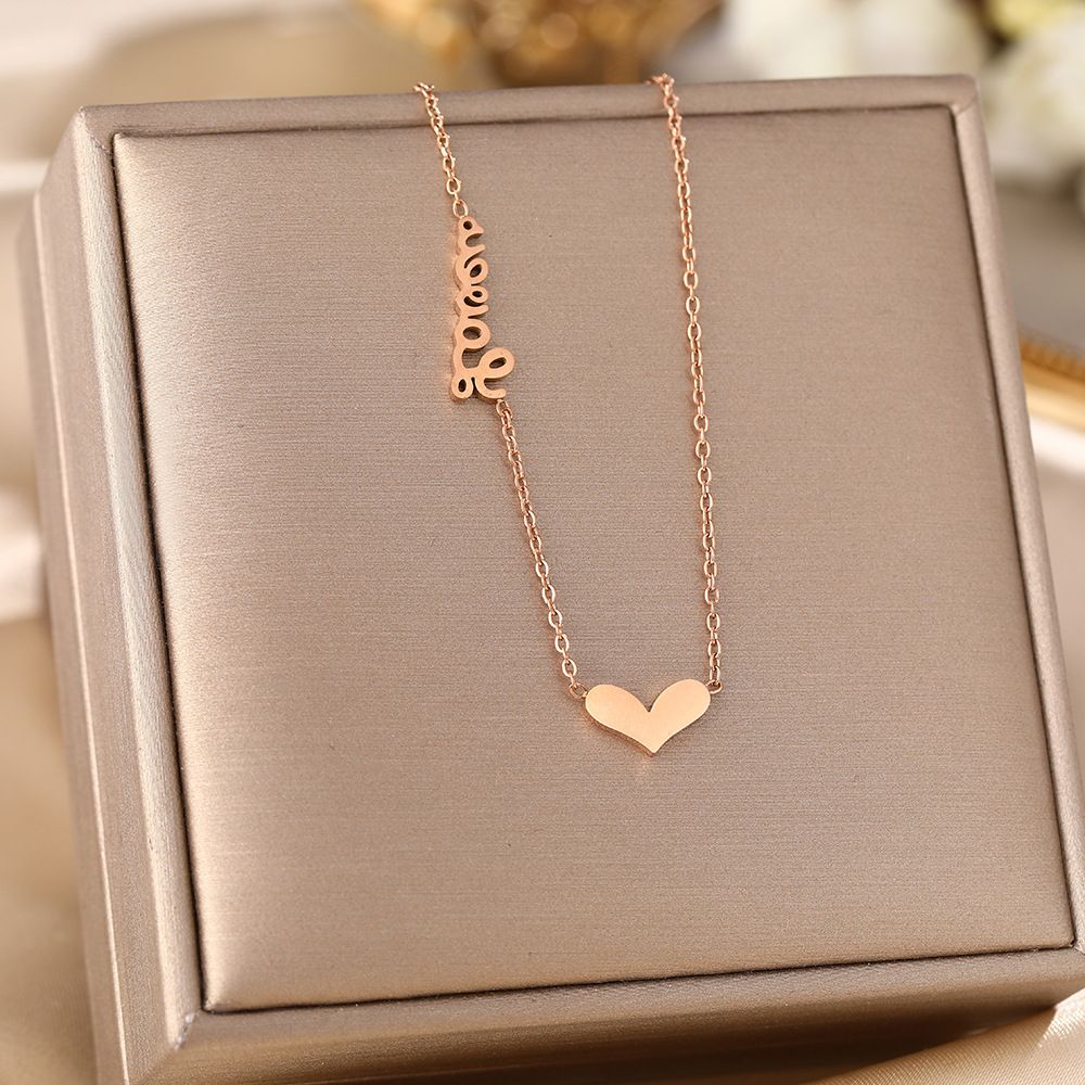 Korean Version Internet Celebrity Titanium Steel Necklace For Women, Simple And Compact, LOVE Letters, Versatile_ipsvogv.com