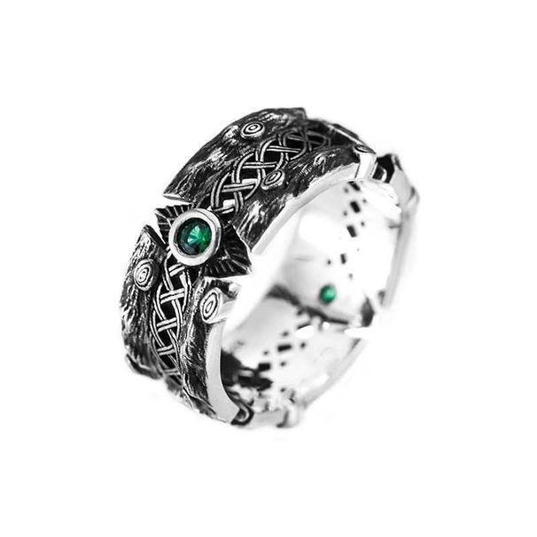 green Men's Silver Emerald Wild Thai Zircon High-end Feeling, Couple's Opening Ring, Guardian Elf Feeling, Ring,_ipsvogv.com