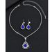 Royal Blue Earring Set For Party Banquet Jewelry Bride Wedding Rhinestone Necklace And Earrings_ipsvogv.com