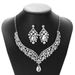 Creative New Exaggerated Crystal Necklace And Earrings Bridal Wedding Jewelry Set_ipsvogv.com