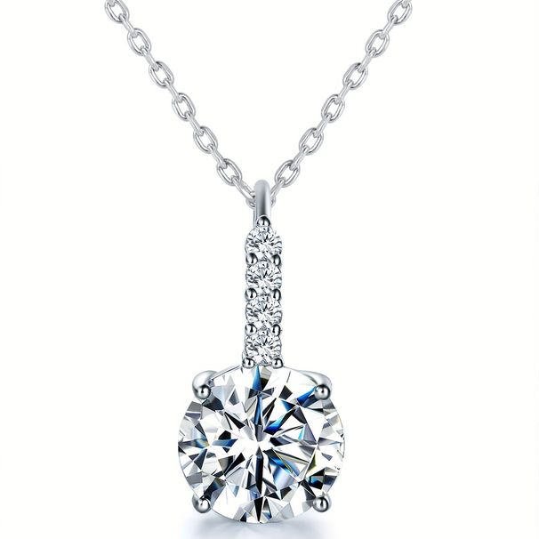 Fashionable Pendant Necklace, Four Claw Round Collarbone Chain, Square Zirconium Copper Gold-plated Jewelry For Women,_ipsvogv.com