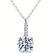 Fashionable Pendant Necklace, Four Claw Round Collarbone Chain, Square Zirconium Copper Gold-plated Jewelry For Women,_ipsvogv.com