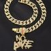 New Full Diamond Cuban Chain Splicing Letter Love Pendant Hip-hop Street Culture Trendy Men's Necklace_ipsvogv.com