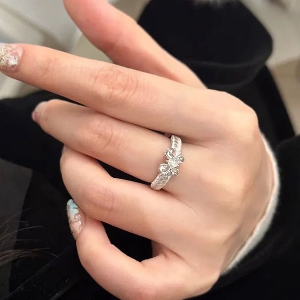 style Butterfly Chinese Zircon Ear Wheat Brushed For Women, Trendy And Luxurious French High-end Niche Design Ring Women,_ipsvogv.com