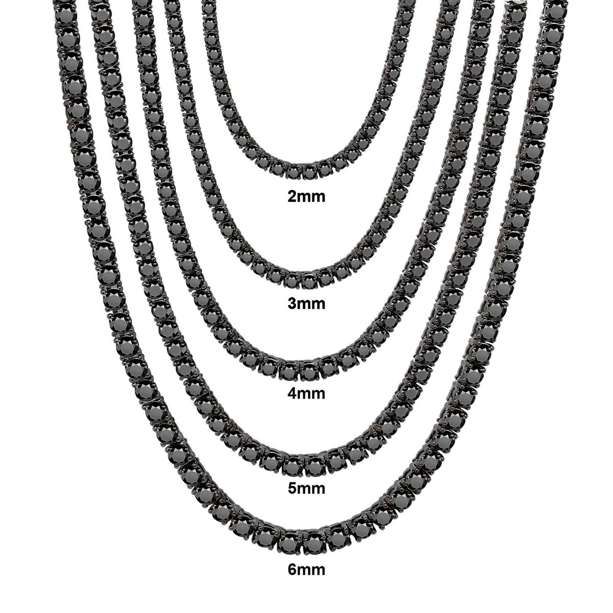 Personalized Black Moissanite Necklace S925 Sterling Silver 2/3/4/5/6/6.5mm Tennis Chain Hip Hop Dark Style_ipsvogv.com