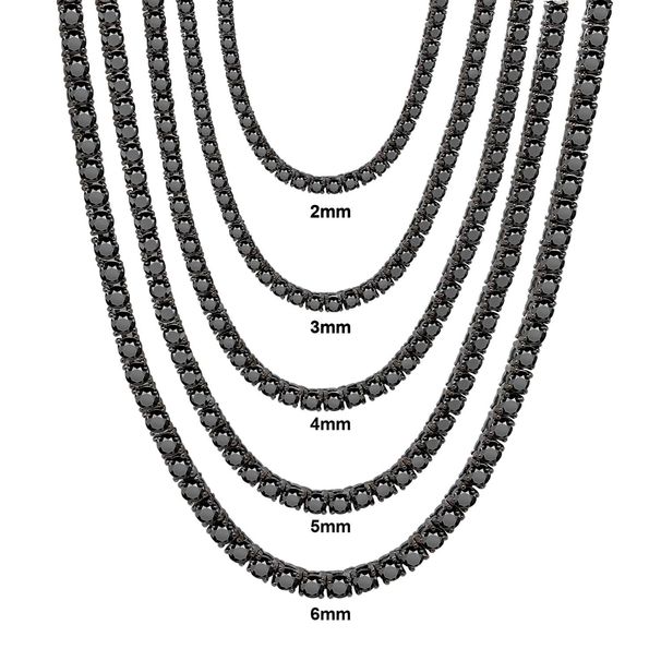 Personalized Black Moissanite Necklace S925 Sterling Silver 2/3/4/5/6/6.5mm Tennis Chain Hip Hop Dark Style_ipsvogv.com