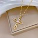 【 Titanium Steel 】 Luxury Angel Cross Internet Celebrity Same Style Deep Pink Necklace For Women's Fashion Trend_ipsvogv.com