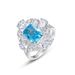 Sea Blue Small Octagonal High Carbon Diamond Ring S925 Silver Full Inlaid With Bright Colored Gems Open Hand Ring_ipsvogv.com