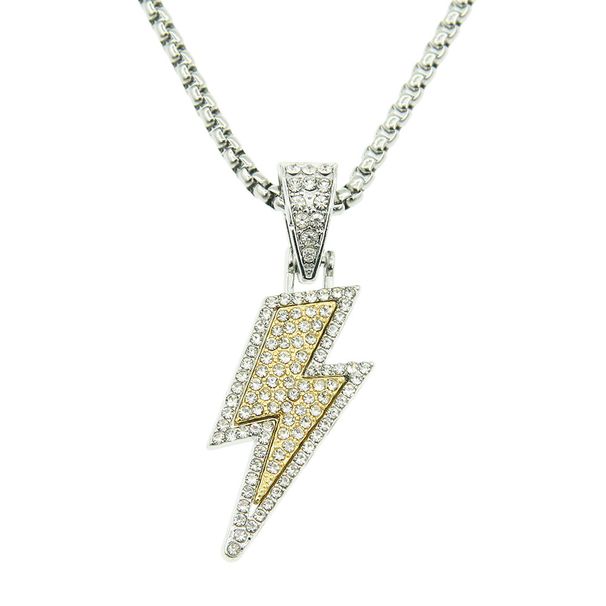 Instagram Wind Full Diamond Two Color Lightning Pendant Necklace, Trendy and Small, Cold Nightclub Bounce Long Sweater_ipsvogv.com