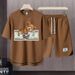 Men's Clothing 2024 Waffle Casual Summer Suit Men's Loose Teen Short sleeved T shirt Shorts Handsome Two piece Suit_ipsvogv.com
