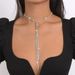 N10626 Double row Diamond Backchain Elegant Neckchain Wrapped with Tassel Claw Chain Light Luxury Necklace for Women_ipsvogv.com