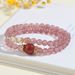 Natural Strawberry White Crystal Double Circle Bracelet Peach Blossom Pink Fashion Women's Novice String Jewelry_ipsvogv.com