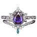 Sanjie's New Women's Wedding Engagement Creative Color Diamond Water Drop Pair Ring_ipsvogv.com