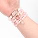 Round Beads Natural Stone Bracelets Pink And White Set Elastic Beads Adjustable_ipsvogv.com