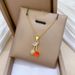 【 】 Fruit Cherry Fashion Light Luxury Charm Gorgeous Full Diamond Necklace Women's Versatile Clavicle Chain Titanium_ipsvogv.com