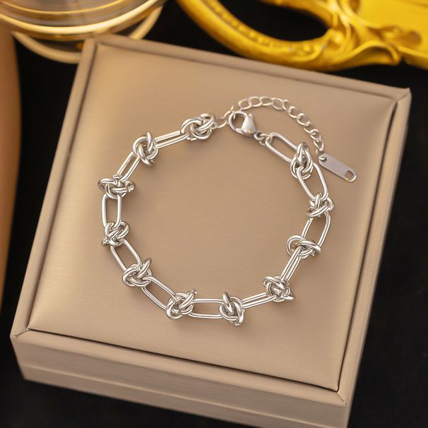 Street Style Knot Minimalist Bare Necklace Made Of Titanium Steel, Exaggerated Punk, Thorny Chain, Collarbone Chain_ipsvogv.com