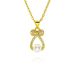 Fashionable Temperament Bow Pearl Pendant Necklace Light Luxury High End Niche Inlaid Zircon Clavicle Necklace_ipsvogv.com