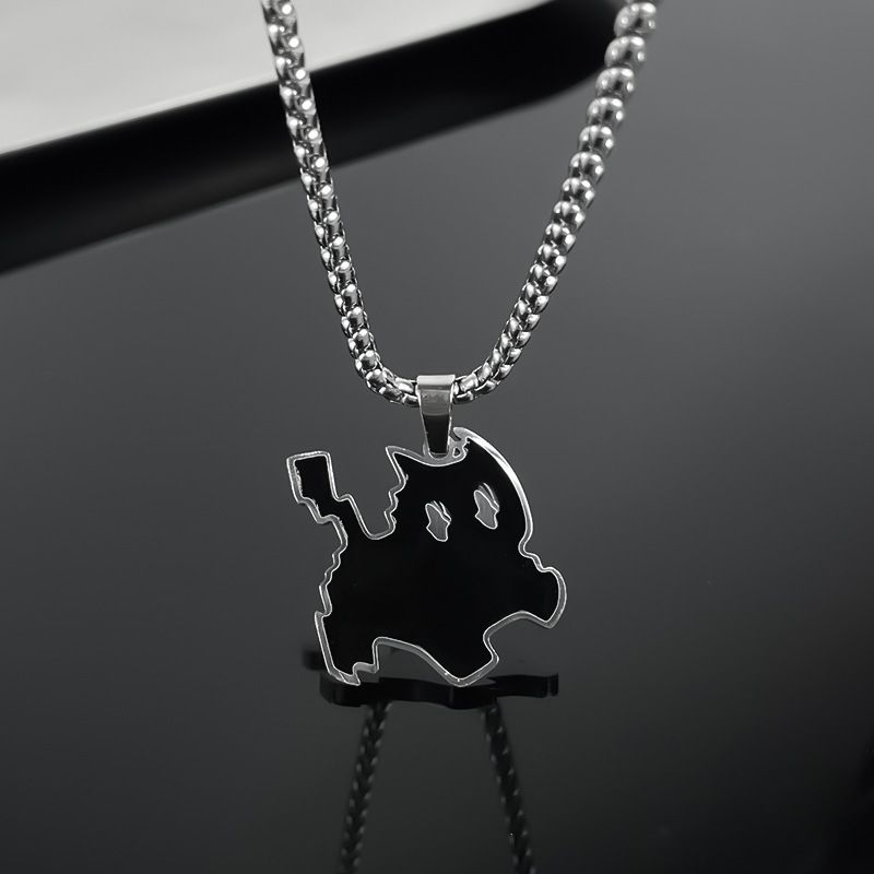 hot selling street style lightning black cat stainless steel necklace versatile cute couple niche design jewelry _ipsvogv.com