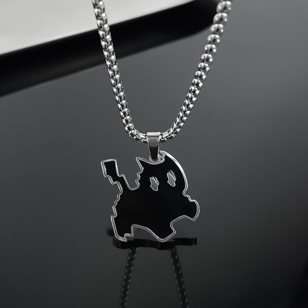 hot selling street style lightning black cat stainless steel necklace versatile cute couple niche design jewelry _ipsvogv.com