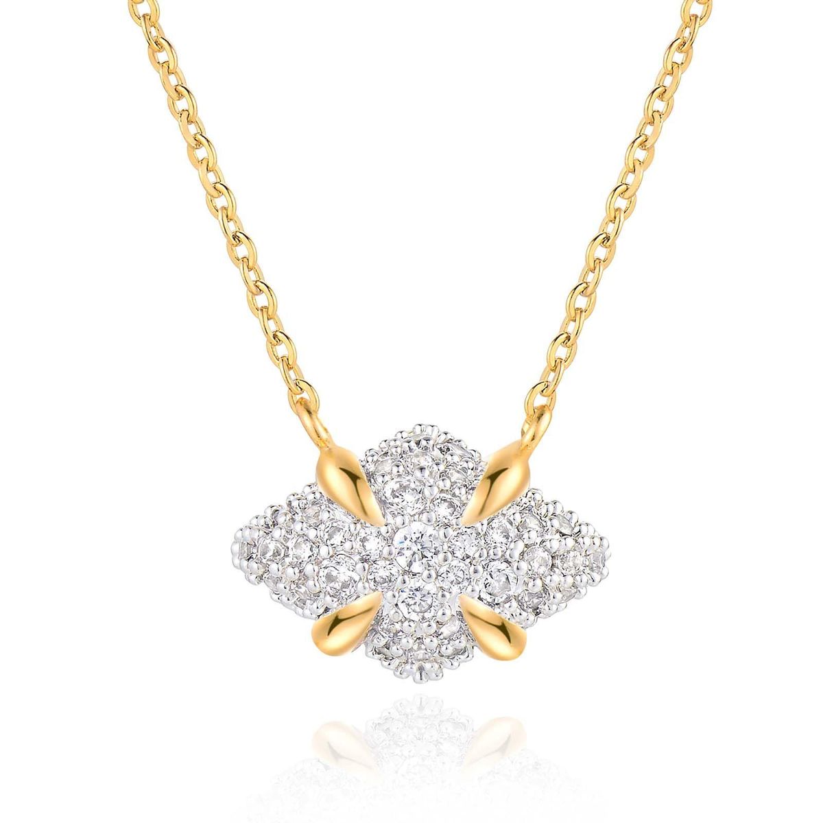 Hot Selling Fashion Simple Diamond Shaped Full Studded Zircon Pendant Small Exquisite Brass Real Gold Electroplated Necklace_ipsvogv.com