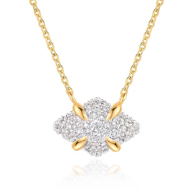 Hot Selling Fashion Simple Diamond Shaped Full Studded Zircon Pendant Small Exquisite Brass Real Gold Electroplated Necklace_ipsvogv.com