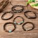 New Western Cowboy Style Leather Cow Head Turquoise Chicken Wing Wood Coconut Shell Men's 6-Piece Bracelet Set_ipsvogv.com