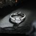Classic Straight Arm Bull Head For Women Set With One Carat Zircon Light Luxury Simulated Mosang Diamond Open Ring_ipsvogv.com