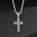 Hip Hop Full Dia Cross Pendant Couple Necklace Fashion OL Trendy Men's Cuban Chain Neckchain_ipsvogv.com