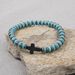 New Black Gallstone Cross Turquoise Beaded Elastic Bracelet Set_ipsvogv.com