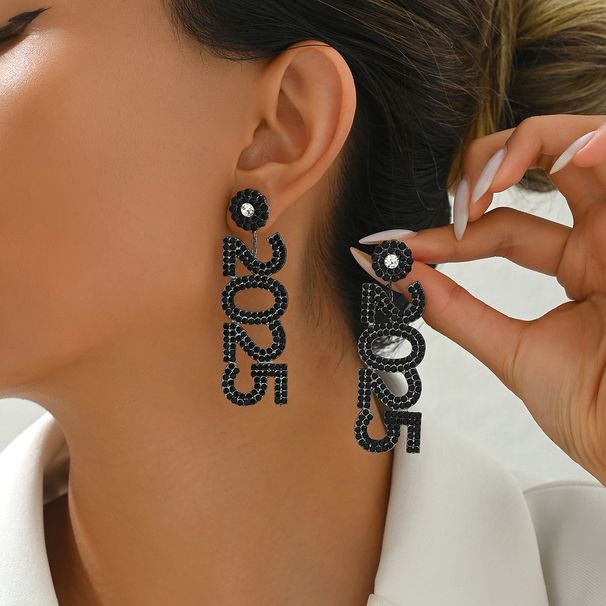 Geometric number women's with niche inlay 2025 design, versatile high-end and earrings_ipsvogv.com