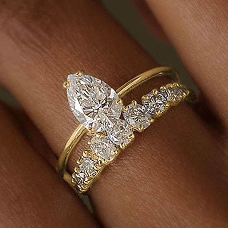 Cao Shi's Teardrop Shaped Design Zircon Ring Is Fashionable Exquisite, Suitable For Engagement And Popular Rings_ipsvogv.com