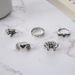 New Creative Love Hollow Butterfly Skull Joint Open Ring Set Of 5 Rings_ipsvogv.com