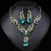 Bridal Rhinestone Crystal Necklace Earring Set Women's Prom Dress Accessories_ipsvogv.com