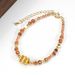 3 Cm Faceted Orange Amber Zircon Natural Stone Bracelet Necklace Clavicle Chain Maillard Style_ipsvogv.com
