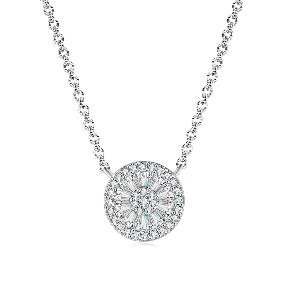 Unisex popular round full diamond pendant necklace for women, zircon micro inlaid two color electroplated clavicle chain_ipsvogv.com