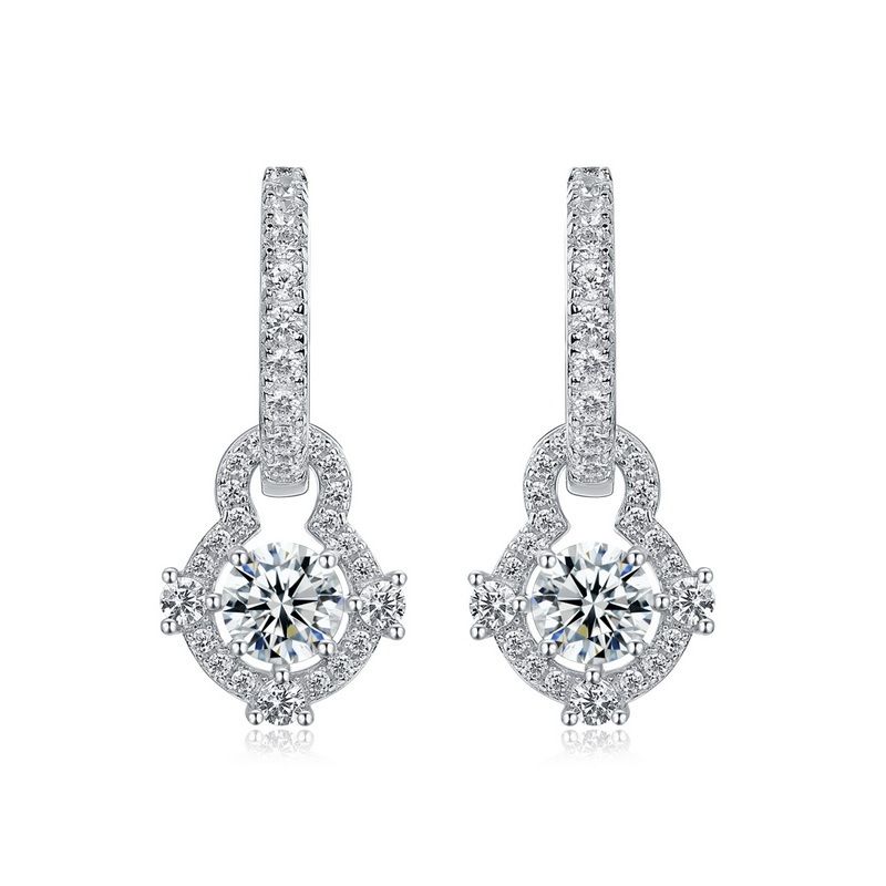 Brilliant Moissanite Two Piece Earrings For Women S925 Silver Full Of Colored Gemstones High End Earrings Light Luxury Fashion_ipsvogv.com