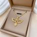 】 Straw 【 Sky Owl Light Luxury Charm Gorgeous Full Diamond Necklace Women's Versatile Clavicle Titanium Steel Chain 【 】_ipsvogv.com