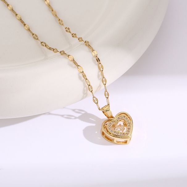 Fashionable New Style, Flexible Love, Titanium Steel Necklace, Women's Light Luxury, Small and Small Bouncing Heart_ipsvogv.com