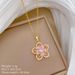Steel 【 Titanium 】 Pink Five Petal Flower Light Luxury Temperament Gorgeous Full Diamond Necklace Women's Versatile 【 】_ipsvogv.com