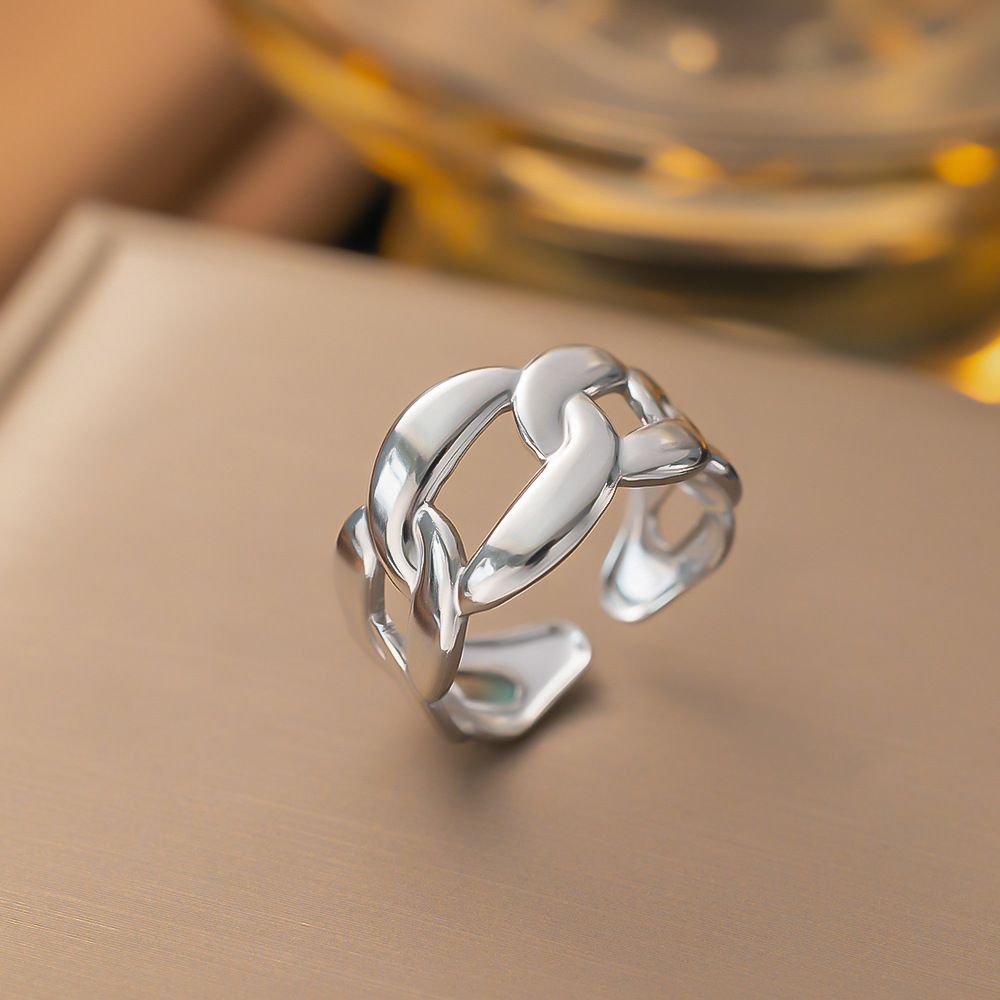 Fashion Chain Stainless Steel For Women, Simple Wide Face Hip-hop, Exaggerated Opening, Adjustable Index Finger Ring_ipsvogv.com