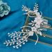 Bride Hair Comb Headdress Elegant Bridal Hair Comb With Handcrafted Crystal Flowers, Perfect For Weddings & Special Occasions, Silver Tone_ipsvogv.com