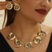 Fashion Ocean Style Exaggerated Metal Oversized Spiral Pattern Earrings Women's Necklace Earring Jewelry Set_ipsvogv.com