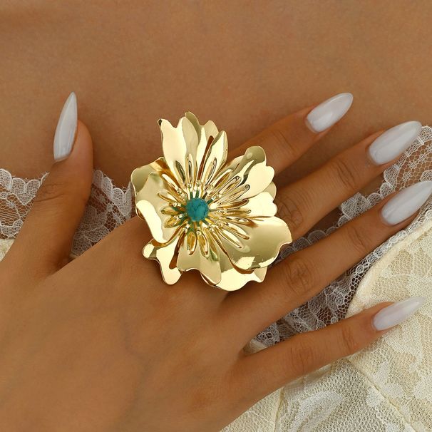 Hip hop style women's ring, personalized flower petals, niche design, adjustable opening, versatile bracelet_ipsvogv.com