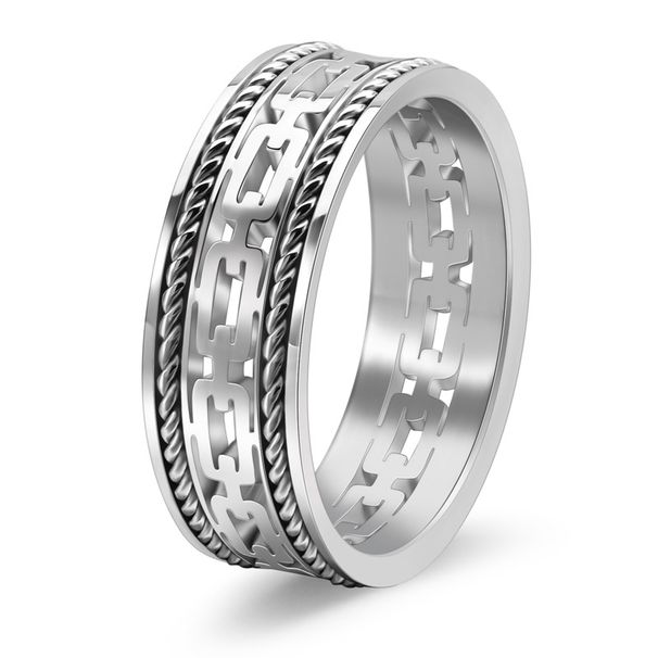 New Personalized Men's Titanium Steel Double Strand Wire Rope Cuban With Hollow Design Neutral Style Jewelry Ring_ipsvogv.com