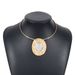 N11554 Spliced Elliptical Mirror with Metal Color Block Pendant Necklace Collar_ipsvogv.com