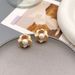 French style oil drop three-dimensional camellia pearl earrings with a high-end feel, niche zircon silver needle_ipsvogv.com