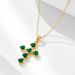 Women's Jewelry Retro Light Luxury Emerald Zircon Cross Pendant Necklace Female 925 Sterling Silver Clavicle Chain_ipsvogv.com